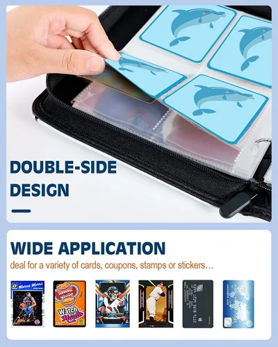 Vista 4 de TiMOVO Card Binder Holder for Game Cards Trading Card Collection Album Binder Storage Carry Case with 4-Pocket Page Holds Up to 400 Cards PU Card
