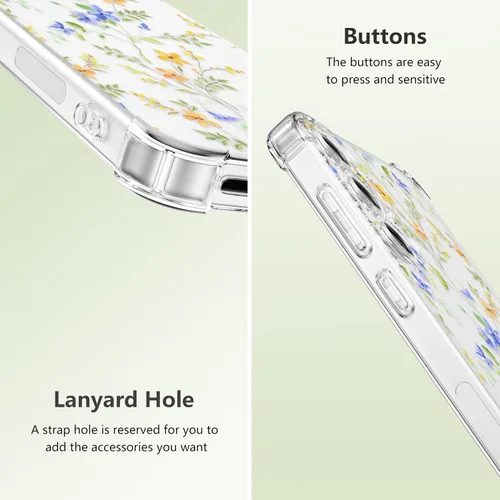 Vista 4 de ZTOFERA Funda transparente para Samsung Galaxy S24 con bonito patrón de flores para mujeres y niñas, funda protectora a prueba de golpes, delgada