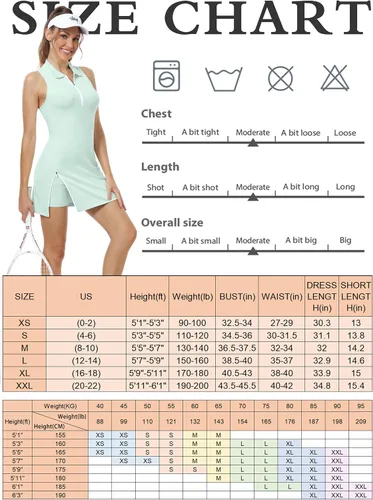 Vista 7 de Hiverlay Vestidos de tenis para mujer con 2 bolsillos, pantalones cortos integrados UPF 50+, vestido de golf para entrenamiento, vestidos atléticos