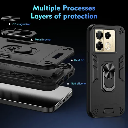 Vista 8 de Funda compatible con Xiaomi Redmi A1, funda para teléfono Redmi A2 [con protector de pantalla de vidrio templado] HR-KZH-negro