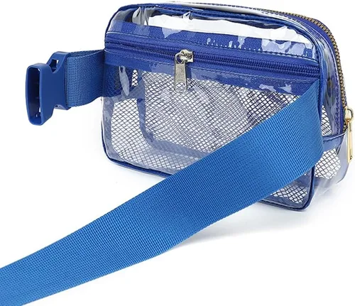 Vista 2 de Riñonera transparente para mujer, aprobada por el estadio, bolsa cruzada transparente con cinturón ajustable para entrenamiento, compras, viajes