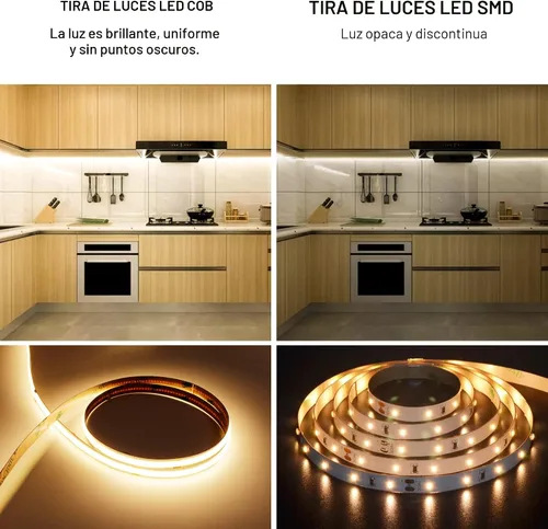 Vista 2 de AXMOTUT Tira de luces LED COB inteligentes de 9.84 pies, 24 V blanco cálido 2700 K, tiras de luz LED regulables, cinta de luz LED de alto brillo