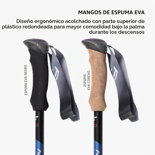 Vista 3 de Fizan 3 bastones de senderismo compactos: ultraligeros de 5.6 onzas, para mochileros, bastones de senderismo, ajustables, plegables, ajuste Corcho