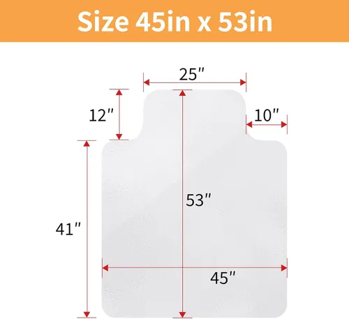 Vista 2 de Yecaye Desk Chair Mat for Hardwood Floor, Office PVC Computer Chair Mat, Floor Protector for Rolling Chairs (Transparent, 45" x 53")