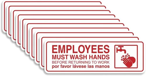 Vista 48 de Standard Employees Must Wash Hands - Letrero para puerta/pared, color negro, pequeño