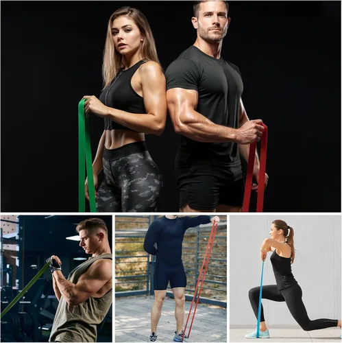 Vista 5 de Juego de 6 bandas de asistencia para dominadas, bandas de ejercicio de resistencia para hombres y mujeres, entrenamiento muscular, terapia física