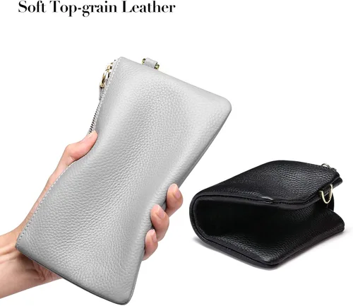 Vista 4 de GOIACII Carteras para mujer, bloqueo RFID, ultradelgadas, cuero real, tarjetero de crédito