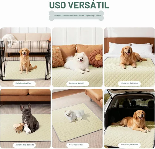 Vista 6 de Eterish Paquete de 2 almohadillas reutilizables y lavables para orina para perros, grandes, extragrandes, 36 x 41 pulgadas, paquete de 2 Beige