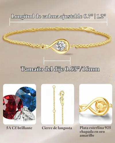 Vista 4 de FANCIME 925 Sterling Silver Infinity Birthstone Bracelets for Women abr-04