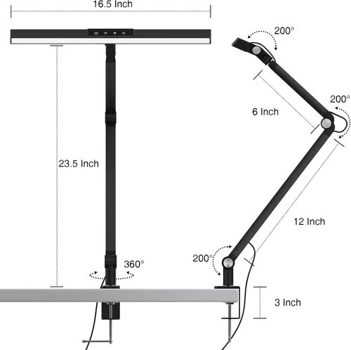 Vista 7 de Lámpara de escritorio, lámparas de escritorio para oficina en casa, lámpara de arquitecto moderna con abrazadera, lámpara de mesa regulable
