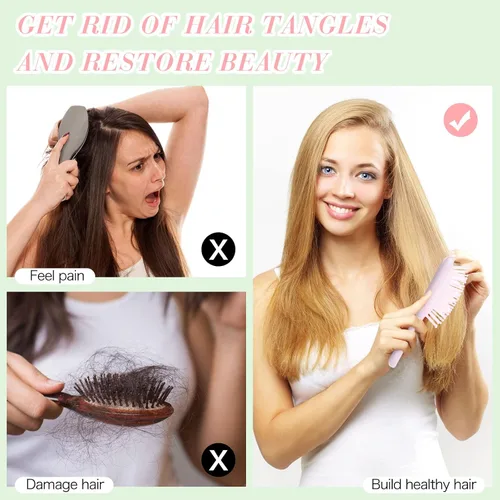 Vista 6 de Epakh Paquete de 6 mini cepillos desenredantes para niños, niños pequeños y mujeres, cepillos de cerdas suaves para cabello húmedo o seco y rizado