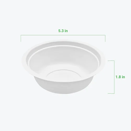 Vista 4 de Cuencos desechables profundos de 12 onzas, 5.3 pulgadas de diámetro, resistentes, 100% biodegradables, aptos para horno, hechos de fibras ecológicas