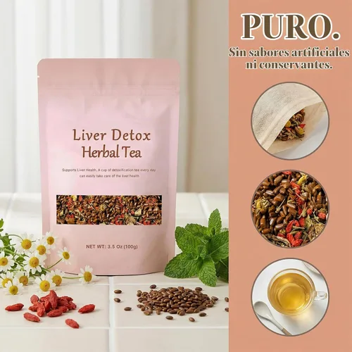 Vista 6 de Té de hierbas para desintoxicación del hígado, té de raíz de diente de león, té de semilla de casia de crisantemo y baya de goji, té para la salud