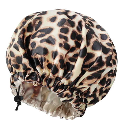 Vista 10 de Gorro de seda de satén para cabello rizado, gorro trenzado para dormir, para mujer, grande, doble capa ajustable (2 unidades, negro) Double Layer