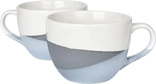 Vista 8 de Bosmarlin Juego de 2 tazas grandes de cerámica para café con leche, tazas de sopa jumbo para oficina y hogar, 18 onzas, aptas para lavavajillas