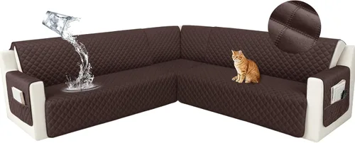 Vista 42 de HDCAXKJ Funda seccional de esquina impermeable para sofá de terciopelo en forma de L, fundas para sofá para mascotas, perros, suaves, resistentes