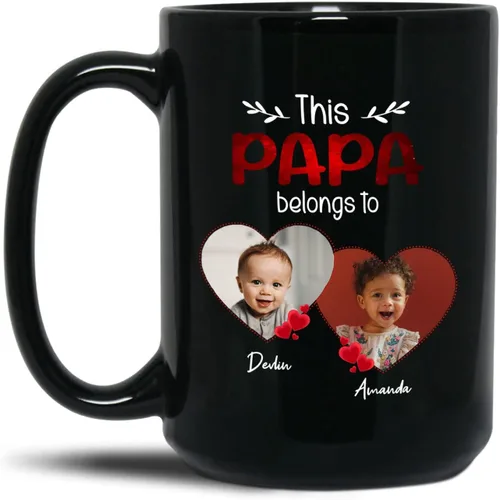 Vista 11 de Taza de café con marco de fotos para nietos con nombre personalizado, regalo para papá abuelo de nieto, nieta, abuelo I Love You, taza de té