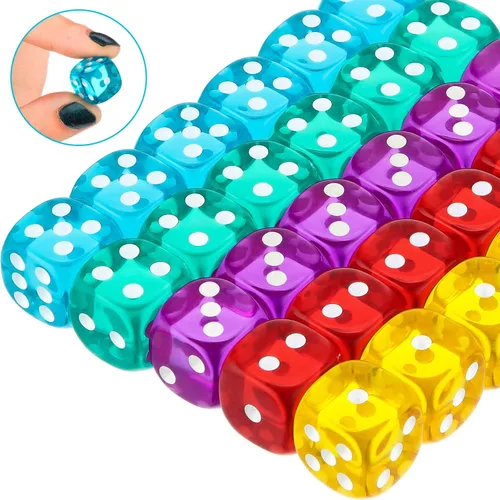 Vista 4 de TecUnite Juego de 30 dados de 6 caras de 0.551 in a granel de 6 caras para juegos de mesa, aprendizaje de matemáticas, aula