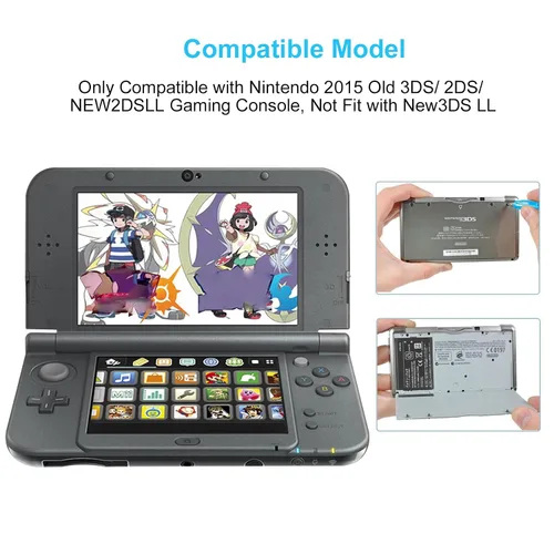 Vista 3 de New Upgraded 2000mAh Li-ion CTR-003 Battery for Nintendo 2015 Old 3DS 2DS NEW2DS Gaming Console Replacement Battery with 1*Repair Tool