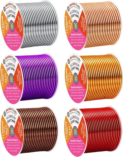 Vista 333 de Mandala Crafts - Alambre de aluminio anodizado de calibre 22 para hacer joyas - 137.2 m de alambre flexible surtido y coloreado - Doble para bonsái
