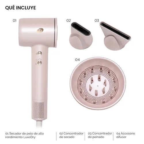 Vista 7 de T3 LuxeDry Set de Secador de Pelo de Alto Rendimiento con Concentrador de Secado, Concentrador de Estilo y Accesorios Difusores Secado