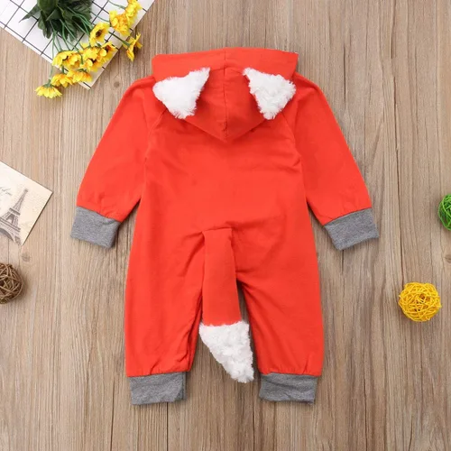 Vista 4 de Mameluco con capucha para bebé recién nacido, disfraz de zorro para Halloween y cosplay