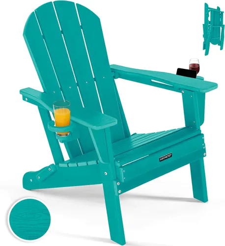 Vista 16 de Sillas Adirondack plegables – Silla Adirondack de plástico con soporte para tazas, sillas para exteriores resistentes a la intemperie