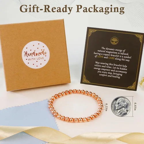 Vista 5 de PEALICIOUS Pulsera de cobre puro para mujeres y hombres 99.99% cuentas