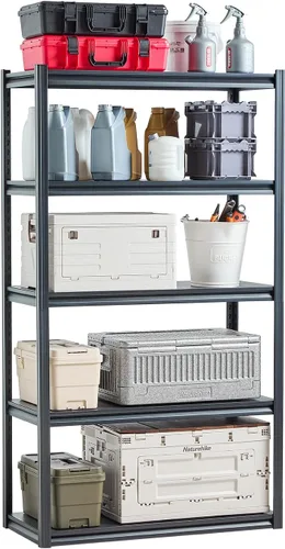 Vista 25 de VEVOR Storage Shelves, 5-Tier Adjustable, 2000 lbs Capacity, Heavy Duty Garage Storage Shelving Unit, Metal Utility Rack Shelf, for Kitchen Pantry