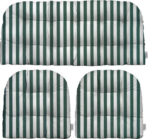 Vista 63 de RSH DECOR: Sunbrella - Juego de 3 cojines de mimbre copetudos 41 x 19 pulgadas y 19 x 19 pulgadas Fabricado con tela de rendimiento Sunbrella