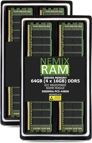 Vista 6 de NEMIX RAM Memoria de servidor registrado RDIMM ECC ECC RDIMM de 16 GB (1X16GB) DDR5 5600 MHz PC5-44800 1Rx8 1.1V CL46 288-PIN ECC RDIMM