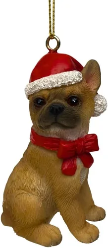 Vista 24 de Yuletide Designs Figura de perro adornos de Navidad con sombreros de Papá Noel