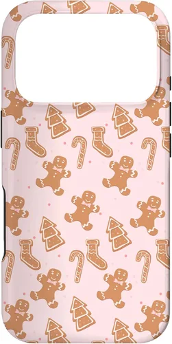 Vista 30 de iPhone 16 Pink Gingerbread Cookie Christmas with Polka Dots Case
