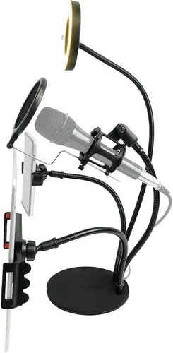 Vista 5 de LIVESHOW4LTM Social Media YouTube Streaming Selfie Light+Teléfono+Mic+Tablet Holder