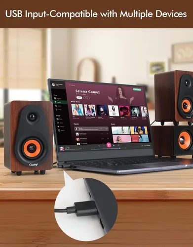 Vista 5 de 【Actualización 2026】 Altavoces de computadora USB 2.1 con subwoofer, altavoces de PC de 3.5mm/USB con subwoofer, modos PC/entrada