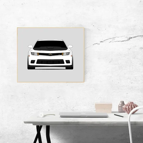 Vista 9 de Custom Car Posters Handmade Poster compatible with Chevy Camaro SS 1LE (2013-2015) Print Wall Art Décor - 17x22 Satin Print (Unframed)