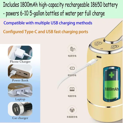 Vista 7 de CoolWAY Botella de agua eléctrica plegable de 2 a 5 galones con filtros reemplazables - Filtro de agua portátil para camping, al aire libre, hogar