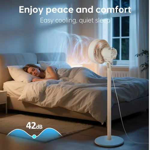 Vista 6 de BEESTAR - Ventilador de pie oscilante de 10 pulgadas 3 adjustable speed levels & height adjustable design, ideal for bedroom, living room, kitchen