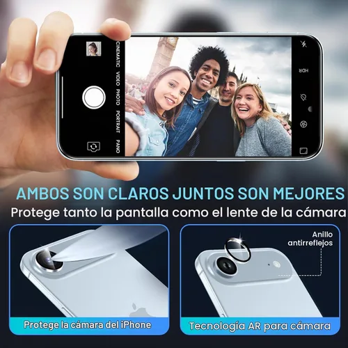Vista 5 de Fotbor Compatible con 3 protectores de pantalla de iPhone Air con 1 juego de protector de lente de cámara, actualización 2025 9H+ vidrio templado