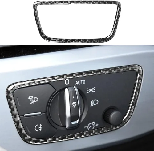 Vista 8 de Blazeray Accesorios interiores de fibra de carbono, cubierta decorativa, ajuste adhesivo para Audi A4 B9 2017-2019 (cubierta de perilla central)