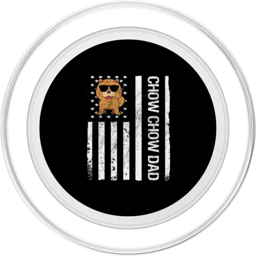Vista 2 de Chow Chow Dad Funny American USA Flag Chow Chow Dog Lover PopSockets MagSafe PopGrip for iPhone