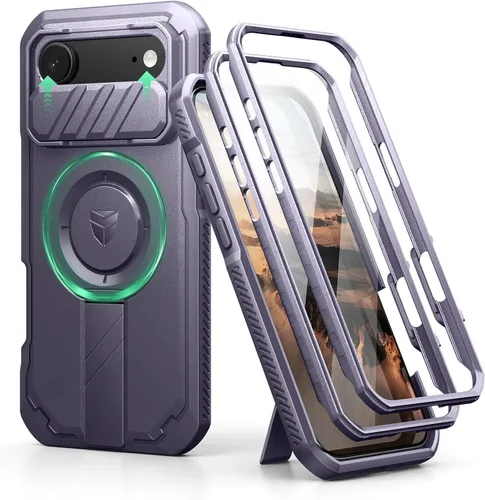 Vista 86 de Dexnor - Funda para iPhone 12 & iPhone 12 Pro con tapa deslizante para cámara, soporte ajustable y protector de pantalla integrado, carcasa