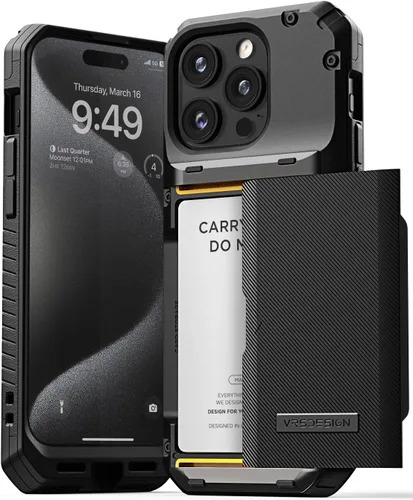 Vista 57 de VRS Design Damda Glide Pro funda compatible con iPhone 12/12 Pro, con espacio para 4 tarjetas, prémium, resistente, tarjetero semiautomático Verde