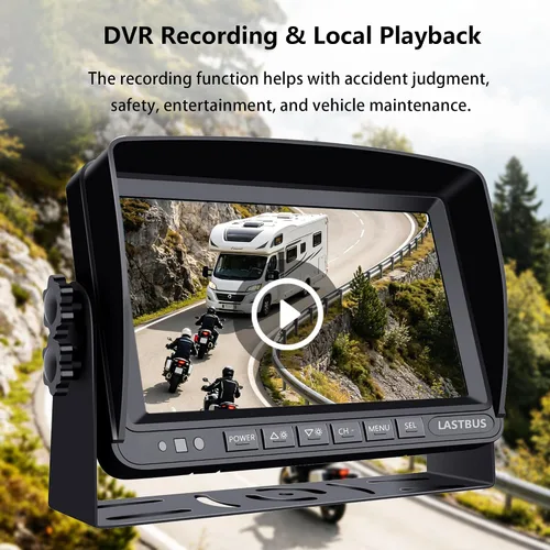 Vista 3 de Sistema de cámara RV de 7 pulgadas para caravana, semirremolque, cámper, 4 pantallas divididas, monitor de grabación HD DVR + cámara de visión