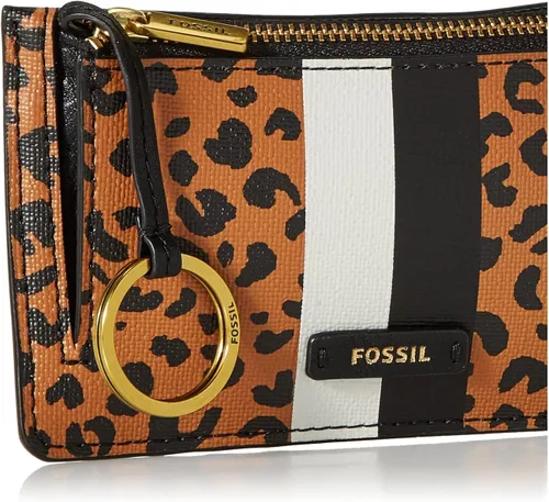 Vista 3 de Fossil Cartera Logan de piel para tarjetas para mujer cartera con llavero