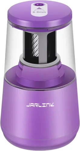 Vista 12 de Jarlink - Sacapuntas eléctrico con hoja de alta resistencia para afilar rápidamente y parada automática para lápices número 2 y de colores (6-8 mm)