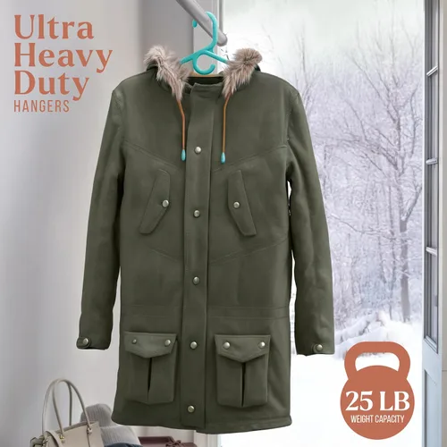 Vista 4 de NEATERIZE Perchas de ropa de plástico ultra resistentes - Aqua - Percha duradera para abrigos, trajes y ropa. Perchas De Ropa (Paquete de 12 - Aqua)