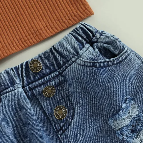 Vista 3 de GOOCHEER Conjunto de ropa de manga larga para niña pequeña, camisa y pantalones para niña, conjunto de ropa de primavera, otoño e invierno