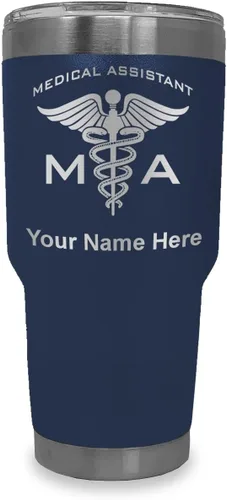 Vista 38 de LaserGram Taza aislada al vacío de 20 onzas, asistente médico MA, grabado personalizado incluido (negro)