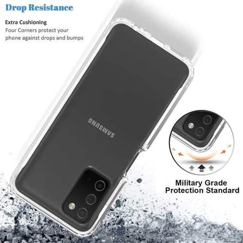 Vista 7 de Funda de teléfono para Galaxy A03S, Samsung A03S SM-A037U con protector de pantalla de vidrio templado, carcasa protectora de cuerpo completo